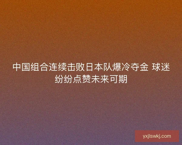 中国组合连续击败日本队爆冷夺金 球迷纷纷点赞未来可期